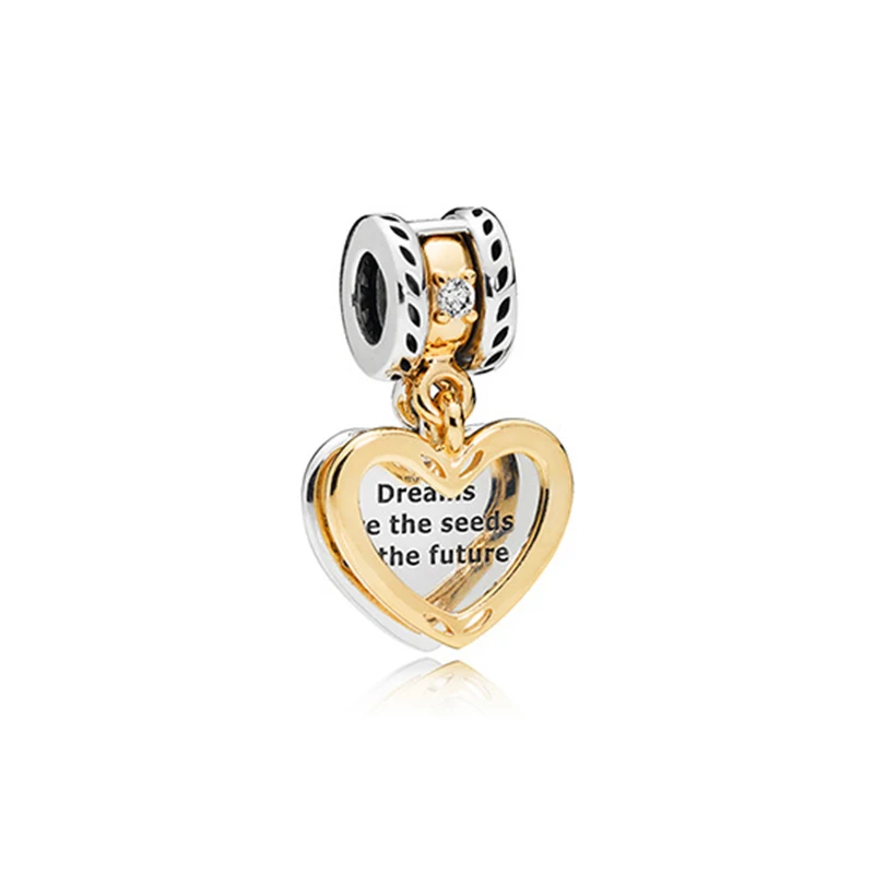 

Dreams are the seeds of the future Pendant Fit Original Pan Charms Bracelet Girl Gold Silver Color Heart Beads Jewelry for Women