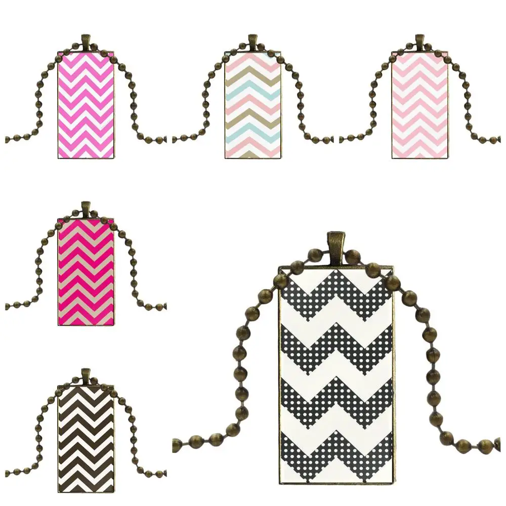 Розовый в горошек шеврон монограмма для женщин дети ожерелье Мода длинная цепь с