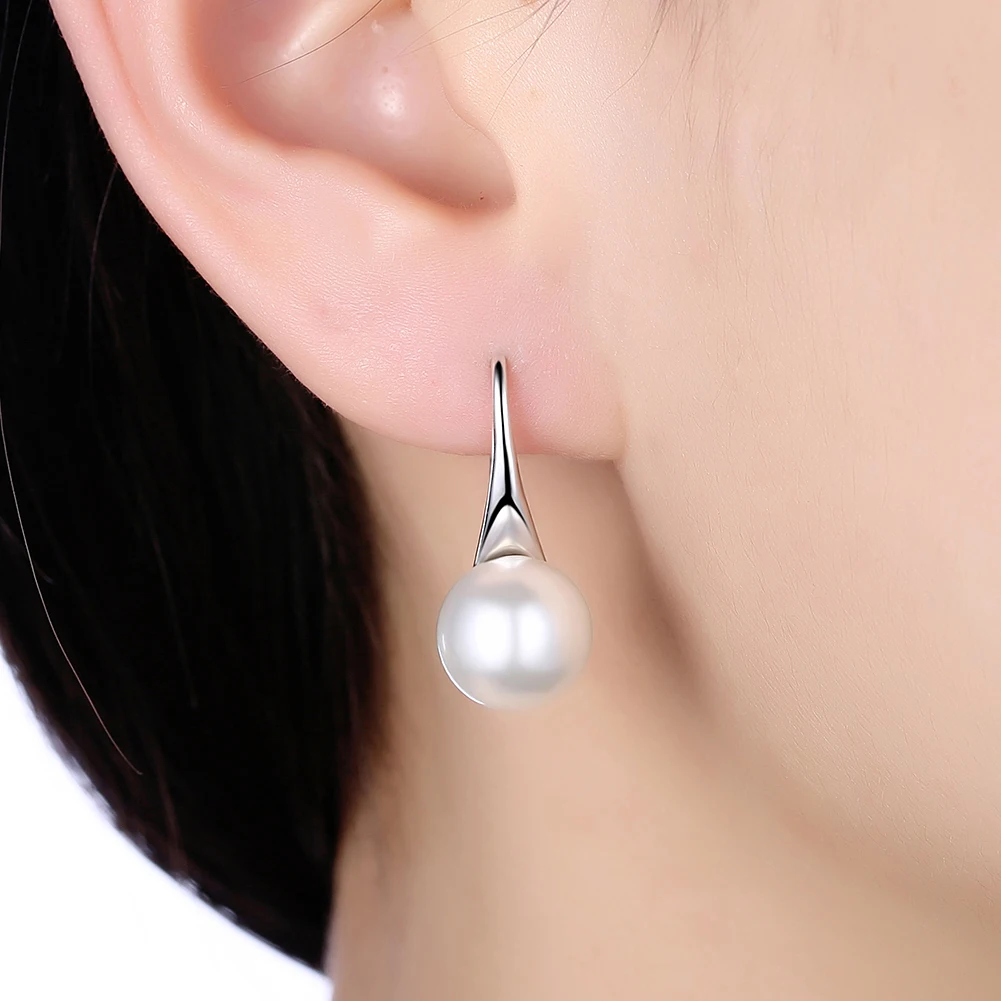

ZEMIOR Women Earrings 925 Sterling Silver Vintage Jewelry Simple Trendy Shell Pearl Stud Earring Anniversary For Girlfriend
