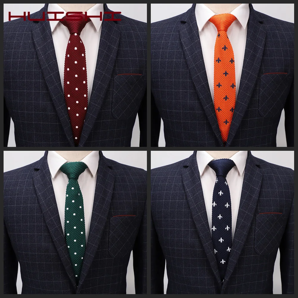 Галстук HUISHI тонкий новый стиль модный мужской однотонный зеленый синий черный