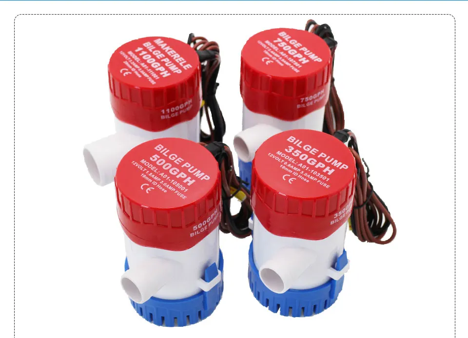 Стиль 1100GPH 750GPH 500GPH 350GPH 12/24VDC Трюмный насос с высоким потоком погружной используется в саду Гидроплан двигатель дома солнечный
