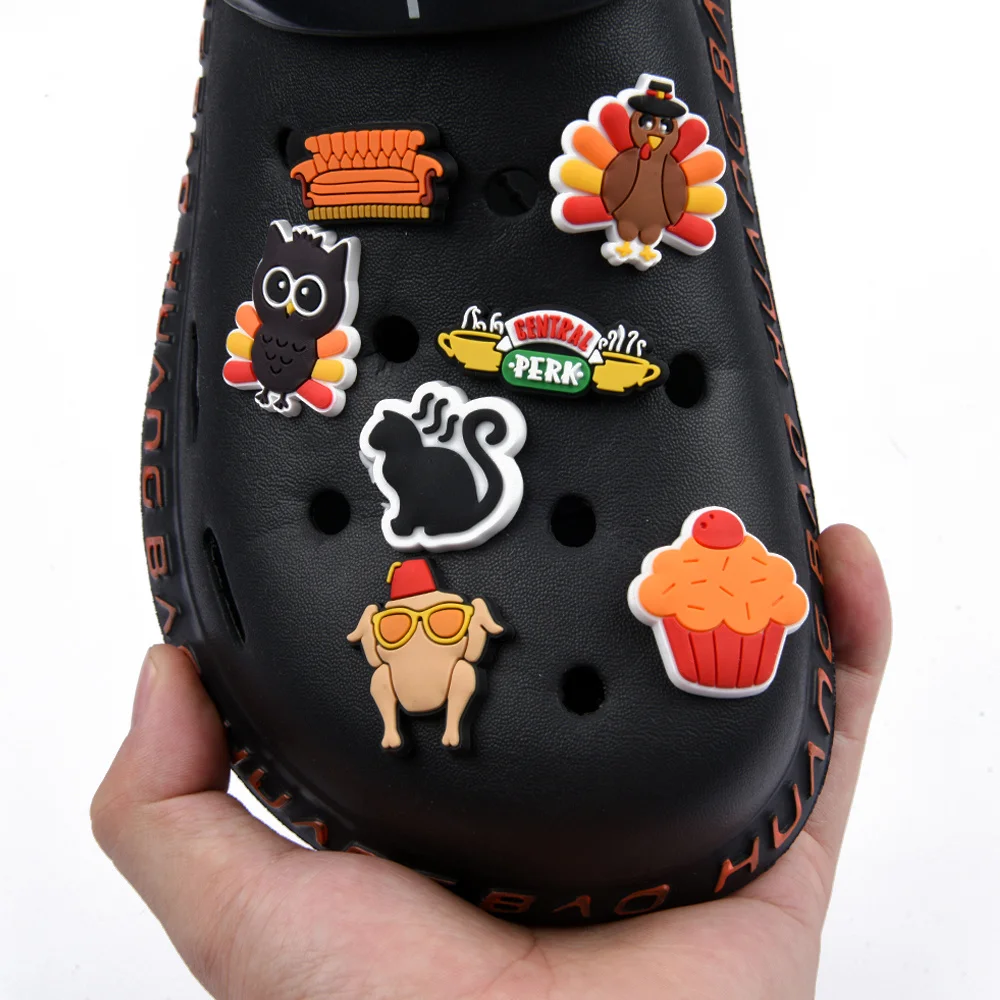 New Arrival 1Pcs Turkey Pumpkin Cat Family Shoes Charms Accessories Decorations Fit Women Croc JIBZ Kids Xmas Party Gifts | Обувь