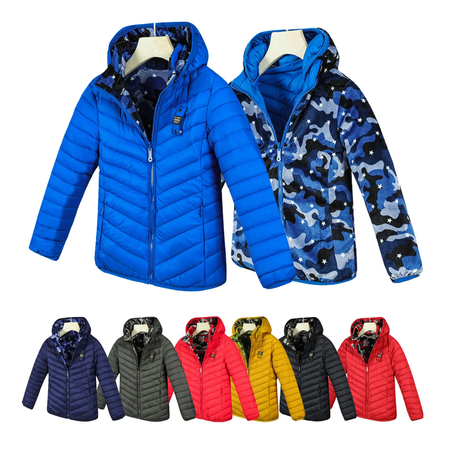 

Двухсторонние осенне-зимние модные парки, хлопковые пальто со съемной шапкой, верхняя одежда, теплая двухсторонняя детская одежда 82282