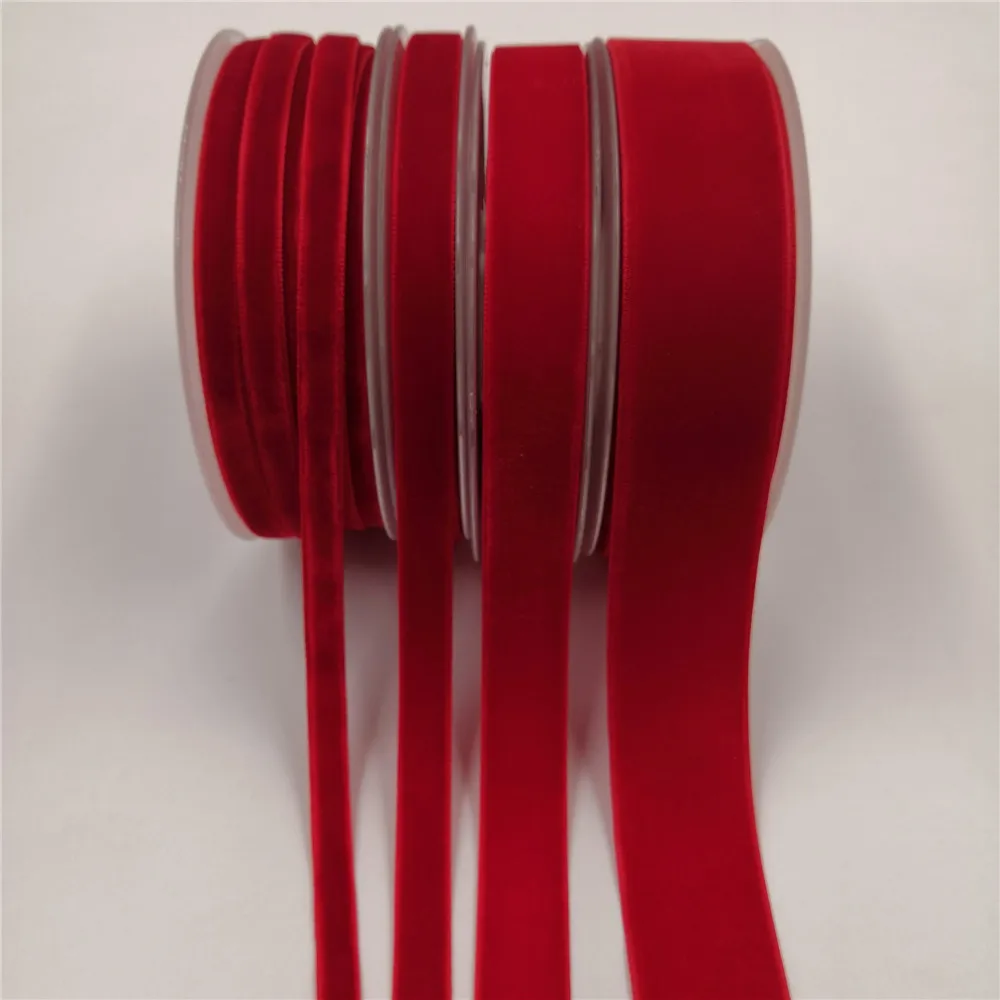 

6/9/16mm Single Face Red Velvet Ribbon for Handmade Gift Bouquet Wrapping Supplies Home Party Decoration Christmas Velvet Tape