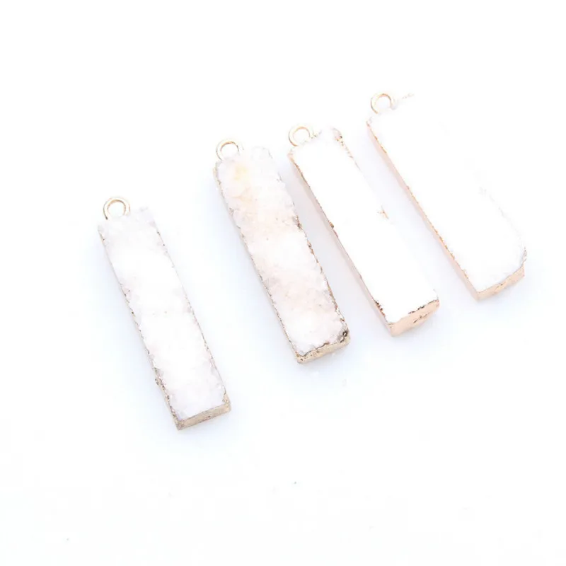 1 шт. белый розовый кристалл драгоценные камни Прямоугольный кулон натуральный