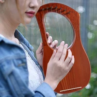 ammoon small 7 string lyre harp lyre piano steel wire strings mahogany plywood body mahogany veneer topboard with carry bag