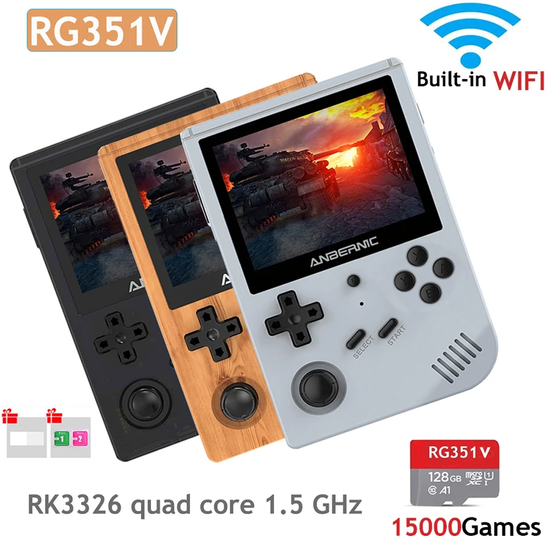 

ANBERNIC New RG351V Retro Games Built-in 16G RK3326 Open Source 3.5 INCH 640*480 handheld game console Emulator For PS1 kid 256G
