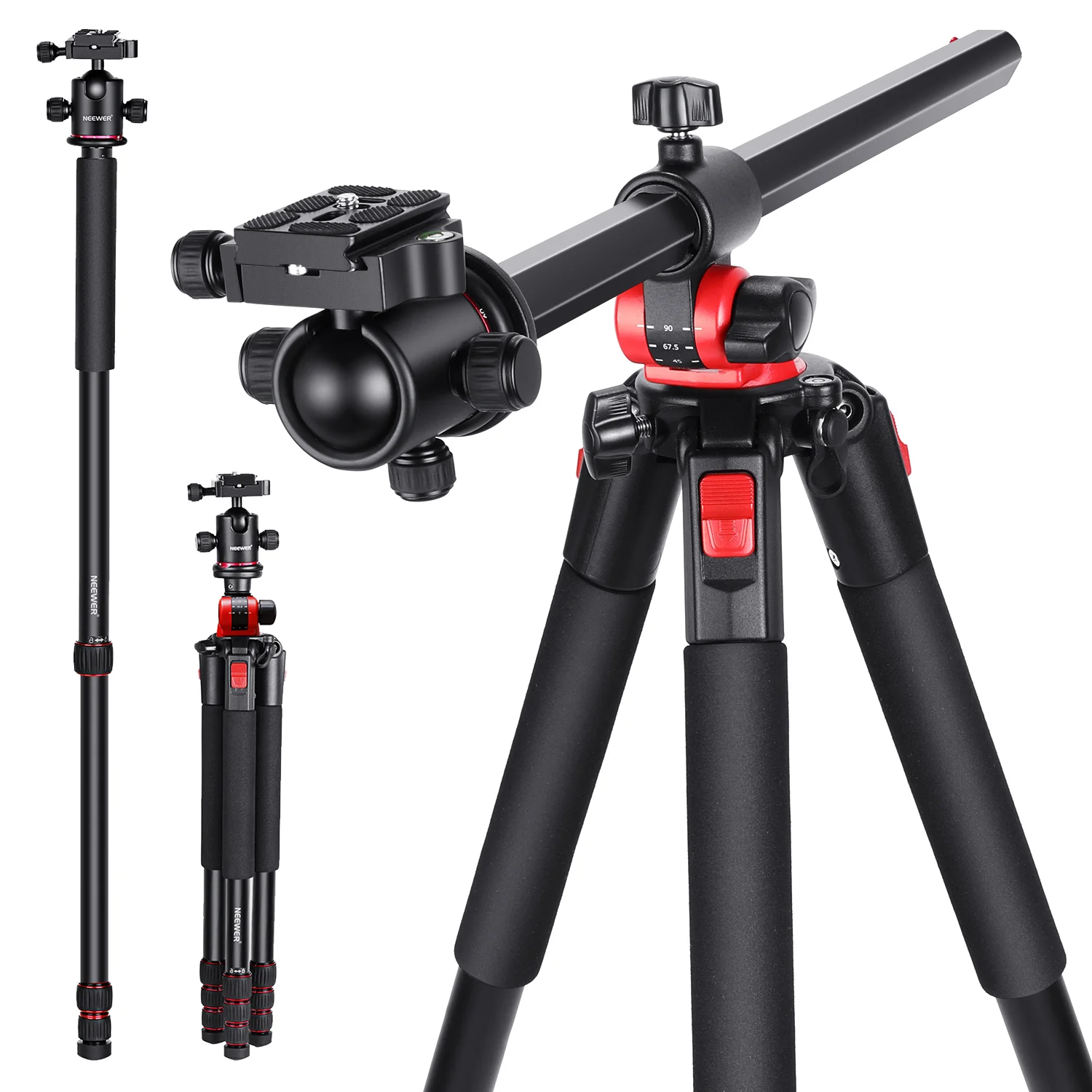 

Neewer 184cm Aluminum Camera Tripod Monopod, 360 Degree Rotatable Center Column for DSLR Camera Video Camcorder Travel and Work