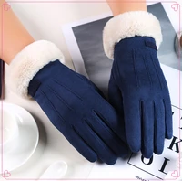 women winter gloves warm touch screen black fur gloves full finger mittens driving windproof gloves gants hivers femme guantes
