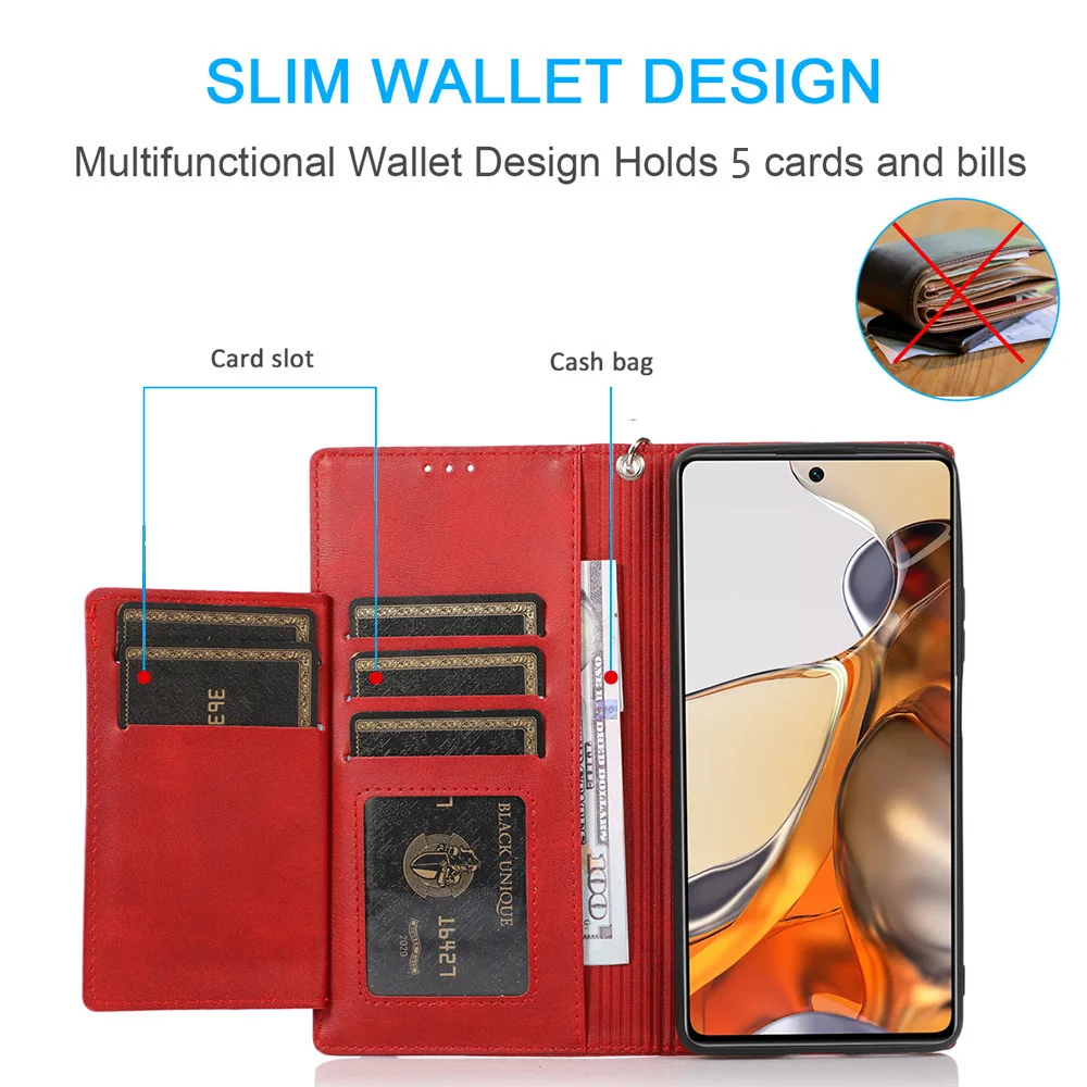 zipper wallet flip leather case for xiaomi mi poco x3 nfc f3 11t lite redmi 10 9 s pro max k40 magnetic cards stand phone cover free global shipping