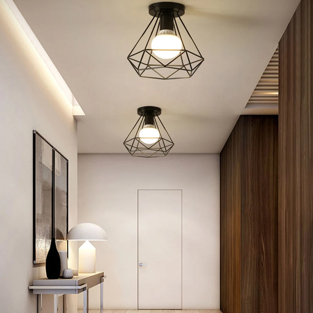 Винтажный скандинавский Ретро Железный квадратный потолочный светильник лампа