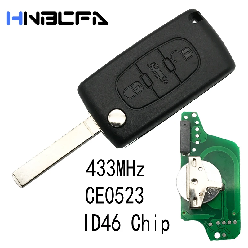 

3BUT Car Remote Key for Citroen C2 C3 C4 C5 Berlingo Picasso for Peugeot Partner 807 207 307 308 407 Flip Key CE0523 ID46 Chip