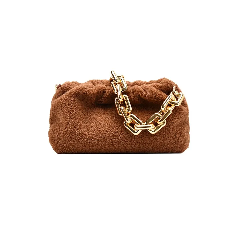 

Classic Plush Bags for Women 2020 Winter Thick Chain Shoulder Handbags Female Travel Clutch Lady Fashion Lux Women's Hand Bag