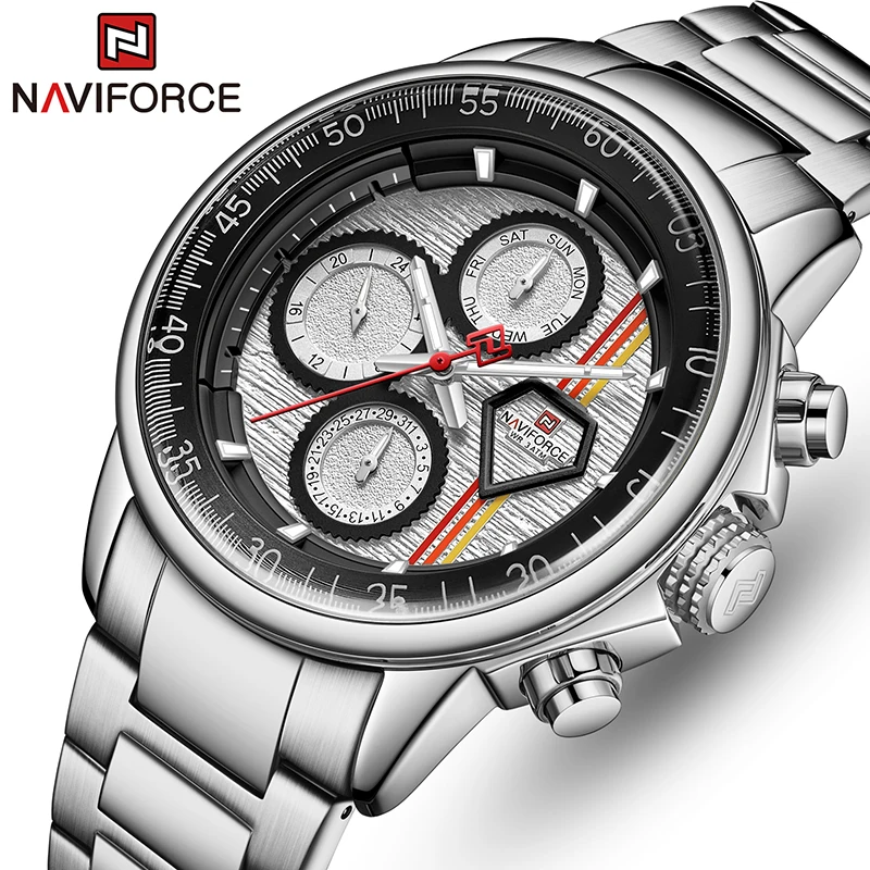 

NAVIFORCE New Watches Mens Top Brand Luxury Stainless Steel Quartz Watch For Men Waterproof Sport Male Clock Relogio Masculino