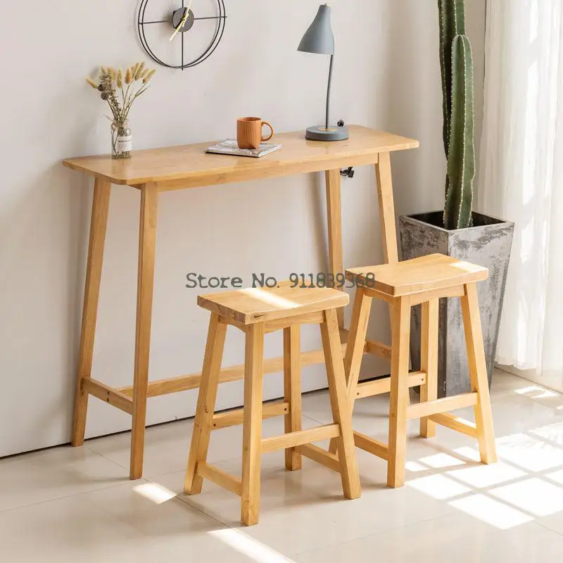 Простой барный стул из массива дерева современный новый китайский Семья