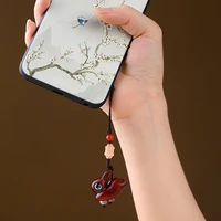 creative rosewood woodcarving little cute rabbit pendant zodiac rabbit cute pendant mobile phone chain keychain bag pendant