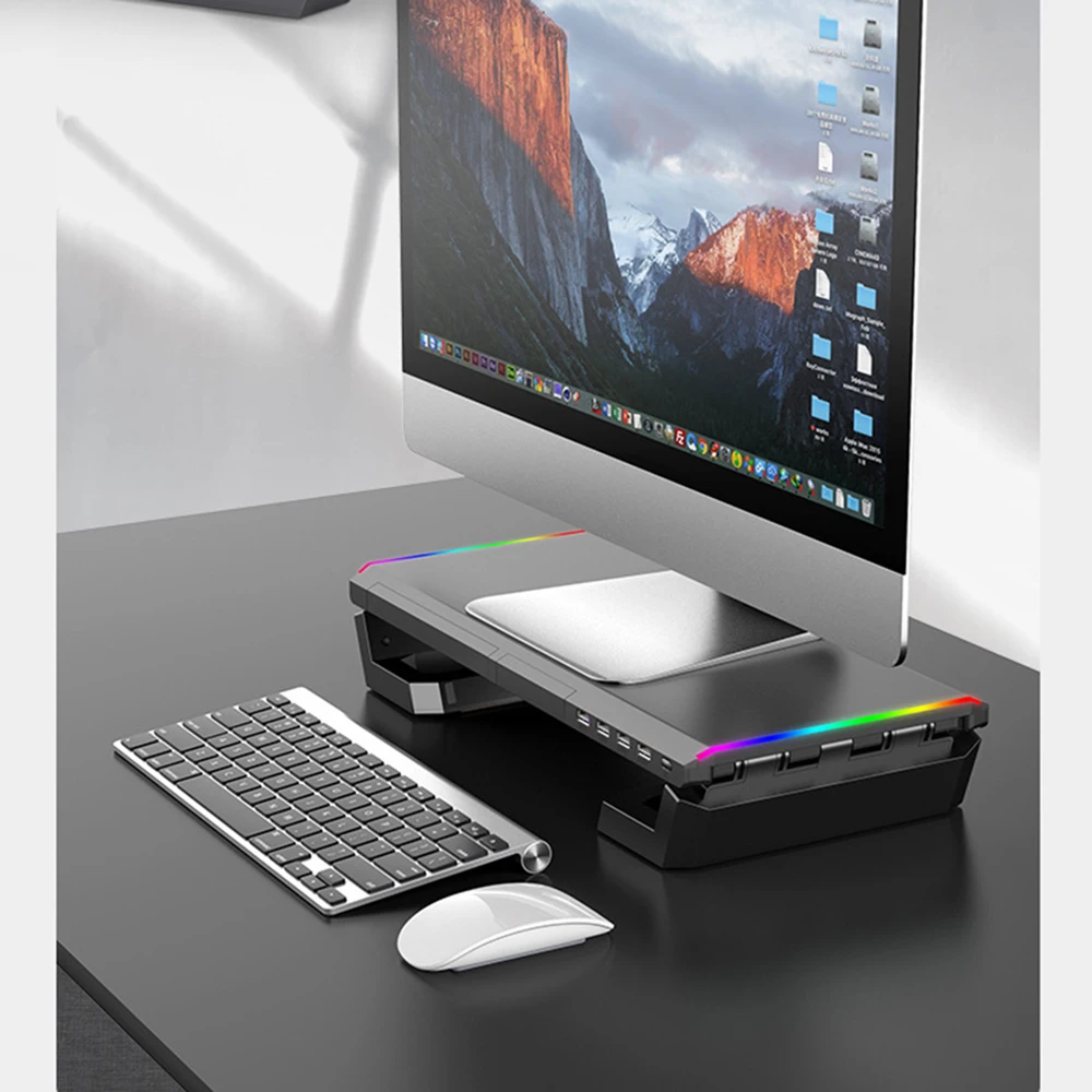 

The Monitor Stand Lifter with USB3.0 Hub Supports the Data Transmission and Charging of The Notebook Computer Desktop Manager