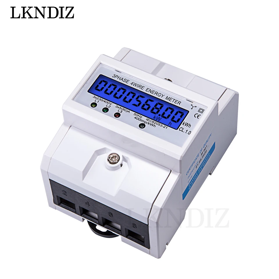 Din Rail 3 фазы 4 провода счетчика энергии метр электронный счетчик Мощность