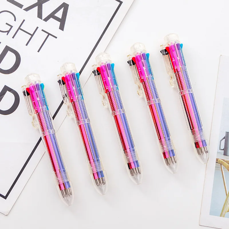 

6/8 Colored Ink Oil Ballpoint Pen Kawaii Korean Ball Point Pen for Boys Girls School Office Writting Pencils Stationery Supplies