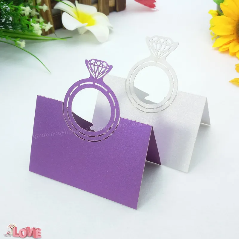 

100Pcs Romantic Elegant Style Hollow Out Diamond Ring Table Card Favor Decor Wedding Festival Decoration 5Z