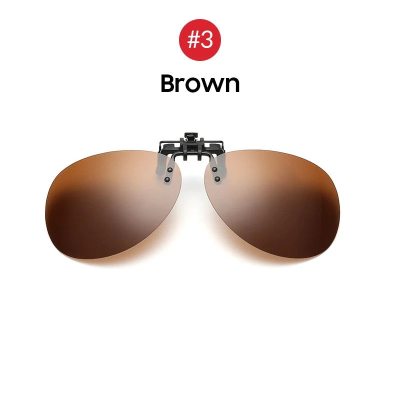 3 Brown Оправы круглых флип клип на негабаритных Для Мужчин Поляризованные клип солнцезащитные авиации поляризационные Большой Движущей очками - Цвет линз: 3 Brown