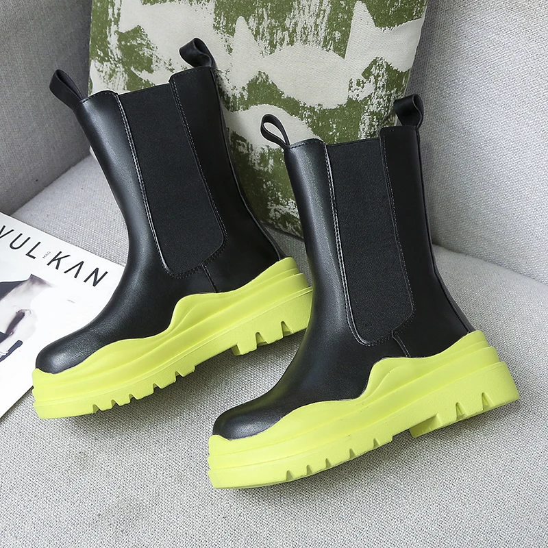 

Luxury Chelsea Boots Women Ankle Boots New Chunky Winter Shoes Platform Ankle Boots Slip On Chunky Heel BV Boot Brand Designer
