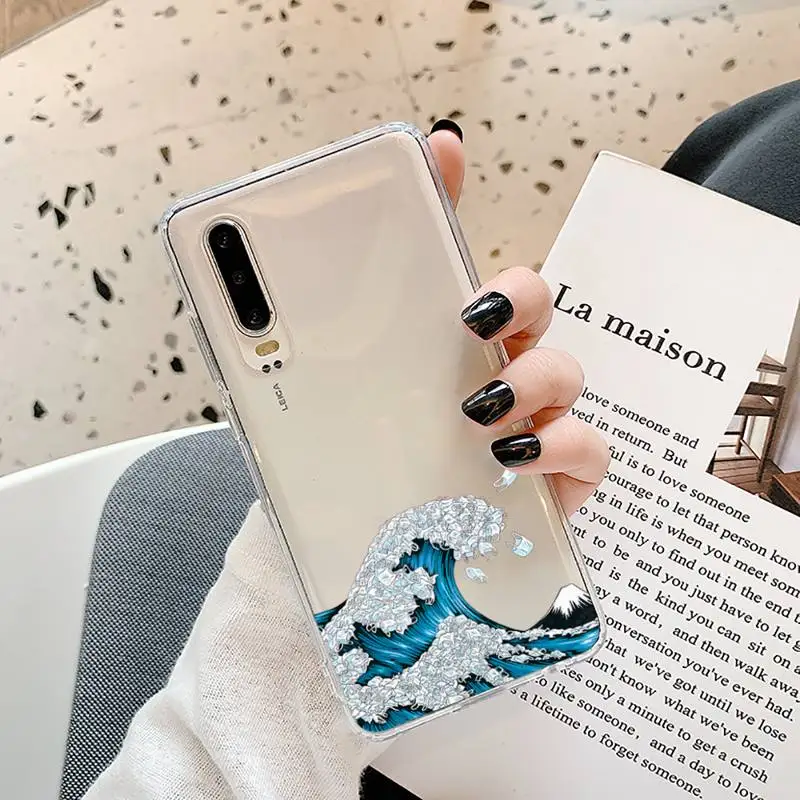 

The Big Wave of kanagawa Phone Cases Transparent for Samsung A71 S9 10 20 HUAWEI p30 40 honor 10i 8x xiaomi note 8 Pro 10t 11