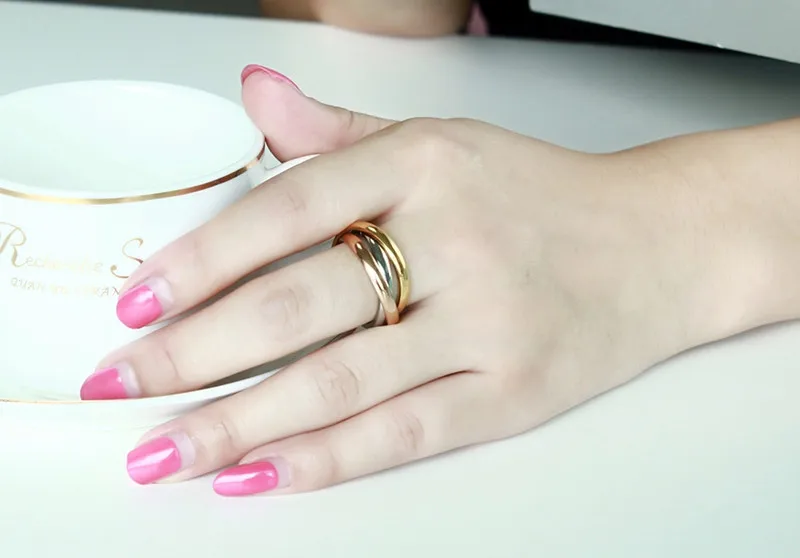 ZORCVENS Классические 3 Круги кольца наборы для женщин из нержавеющей стали Свадебные обручальные женские украшения для пальцев