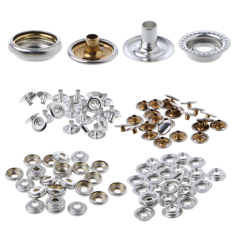 

100 Pcs Stainless Steel Fastener Snap Press Stud Cap Button Marine Boat Canvas