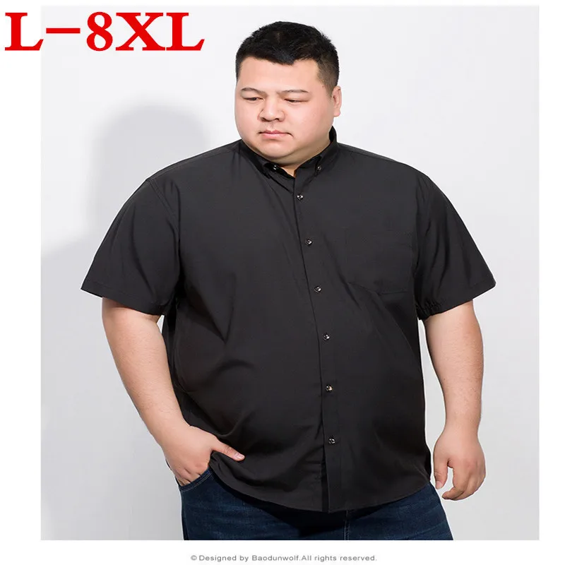 Размера плюс 8XL 7XL летние хлопковые мужские рубашки с коротким рукавом