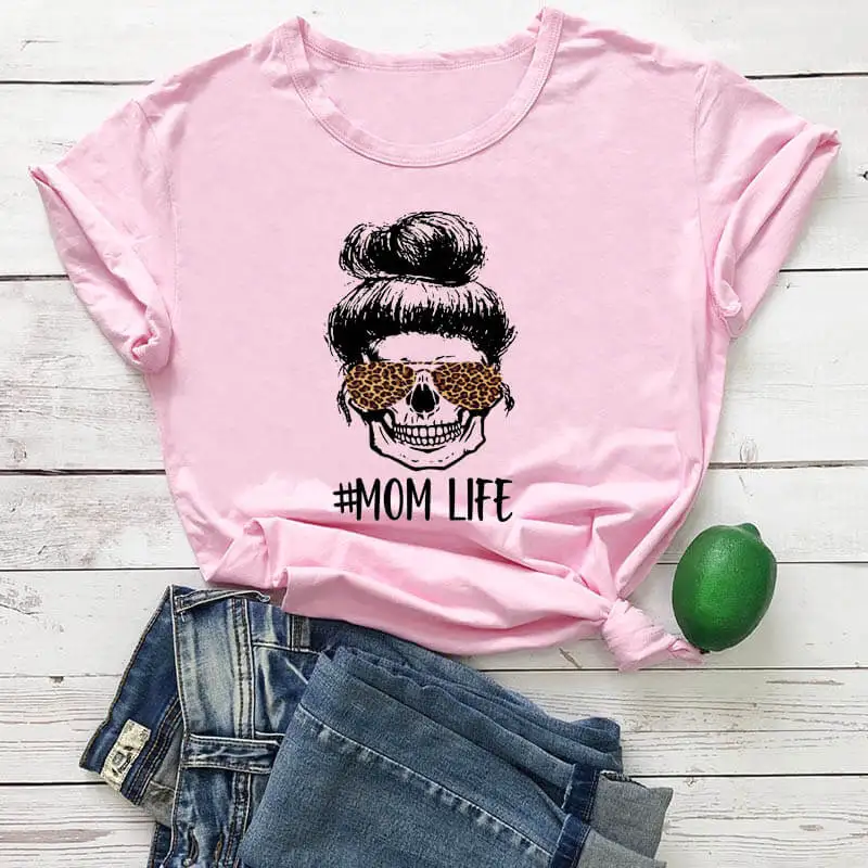 Футболка с леопардовым принтом для мам 100% хлопок|Футболки| |