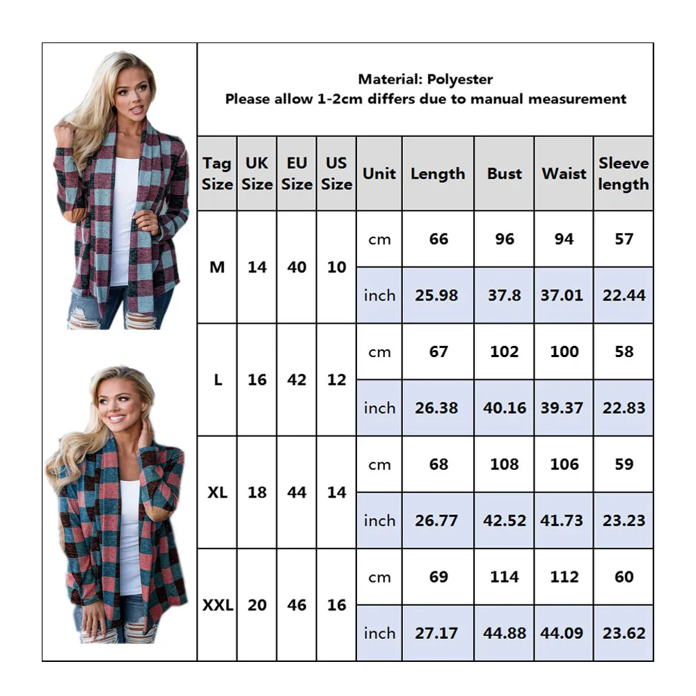 

Vintage Plaid Printed Coats Jackets Women Autumn Winter Long Sleeve Outerwear Casual Open Stitch Jackets mujer chaqueta Q30
