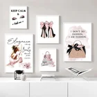 Vogue кисти Красота Сексуальная женщина парфюм Парижские буквы плакаты и принты Настенная картина на холсте украшение для домашней гардеробной