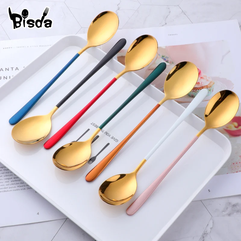 Кухонная утварь с длинной ручкой подходит для чая кофе мороженого|Ложки| |