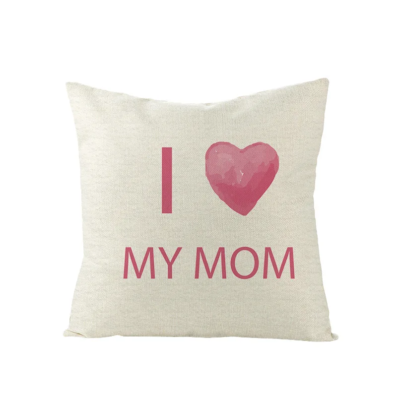 

2021 New White Pink Mother's Day Gift Best Mom Sofa Car Cushion Cover Love Letter Mommy Home Decor Living Room Chair Pillow Case