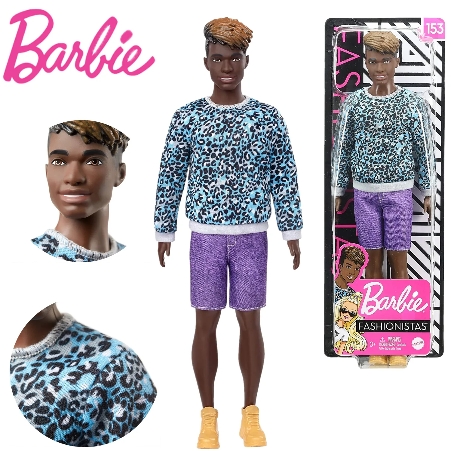 

Barbie Fashionistas Doll Barbie Ken 153# Black Race Ken With Sweater Play House Dressing Up Toy For Kids Birthday Gift