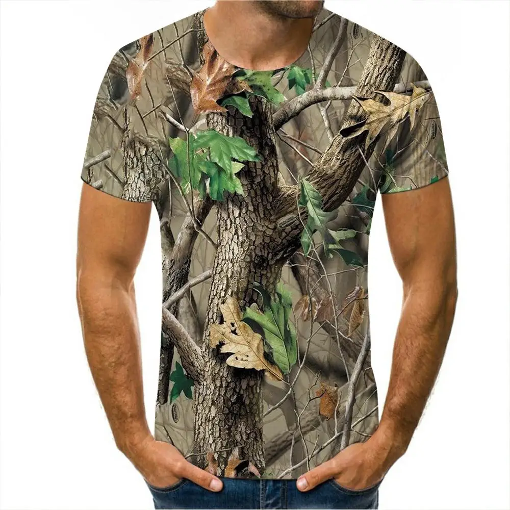 

3D Print Summer Outdoor Hunting Camouflage T-shirt Men Cool Military Tops Sport Camo Mens Clothes Camp Gym Tees Shirts