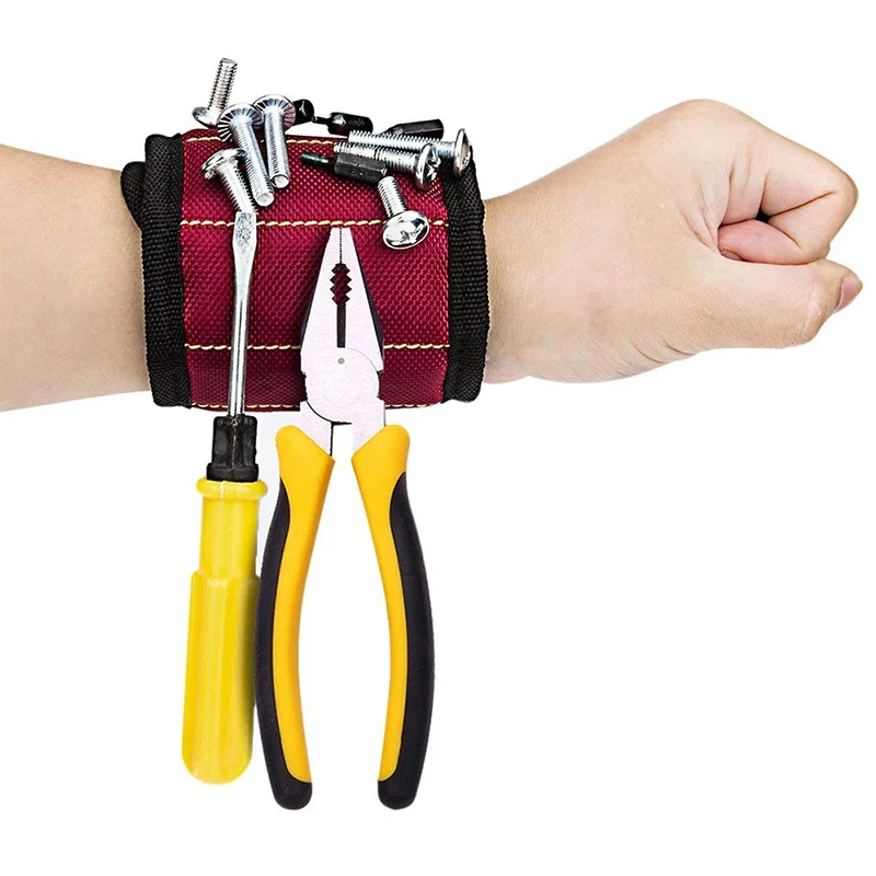 

3 Rows Polyester Magnetic Wristband Strong Magnets Portable Bag Electrician Hand Tool Bag Screws Drill Holder Repair Tool Belt