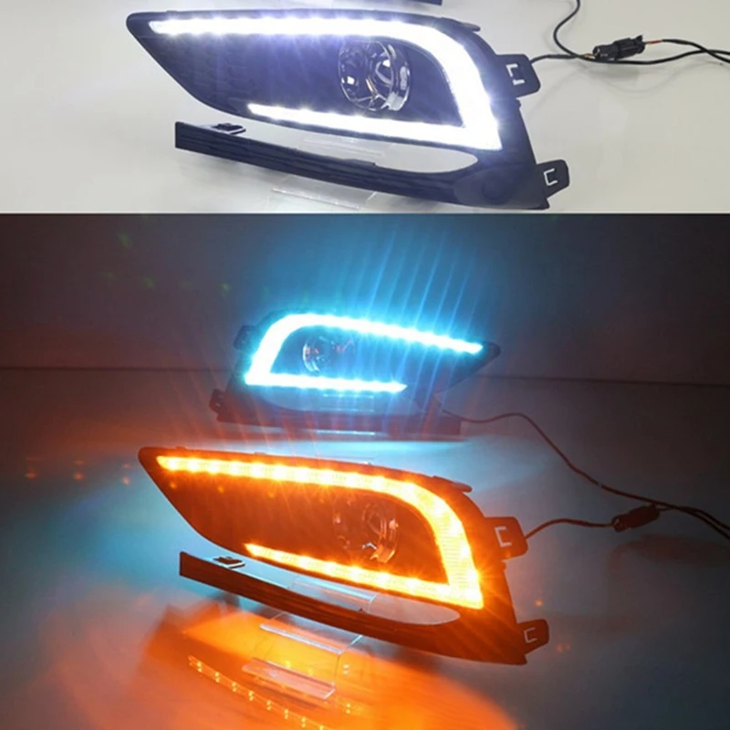 

2Pcs LED Daytime Running Light Fog Lamp 12V DRL with Turn Signal and Night Blue Light for Chevrolet Cruze 2016 2017
