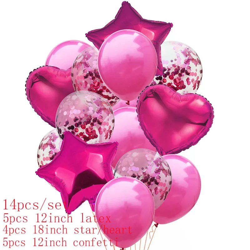 Смешанные розовые красные латексные шары с конфетти украшения вечерние надувной