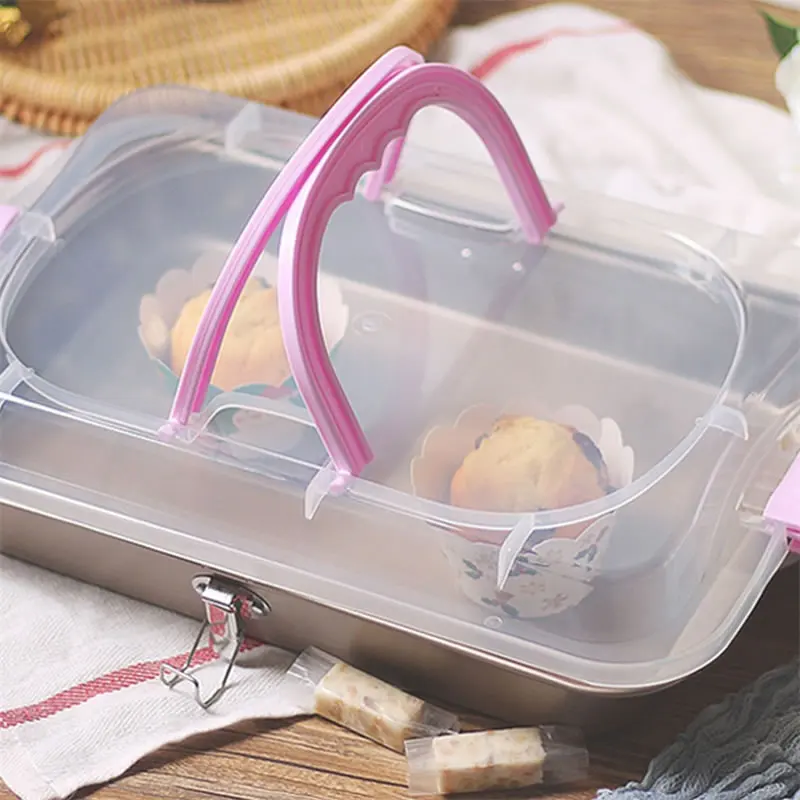 

QueenTime Portable Baking Tray With Lid Multifunctional Household Bakeware Non-Stick Carbon Steel Oven Pan Bread Cake Bake Mold