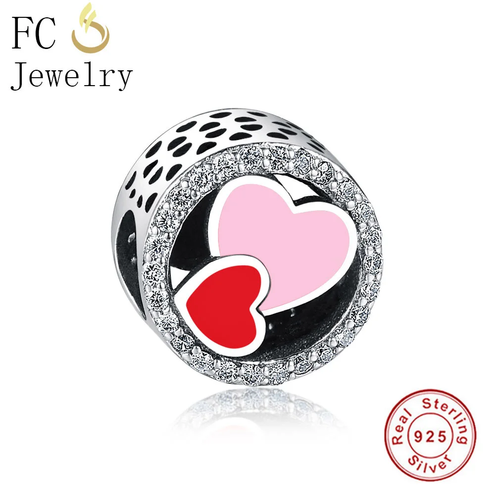 Женский браслет из серебра 925 пробы с красной и розовой эмалью | Украшения