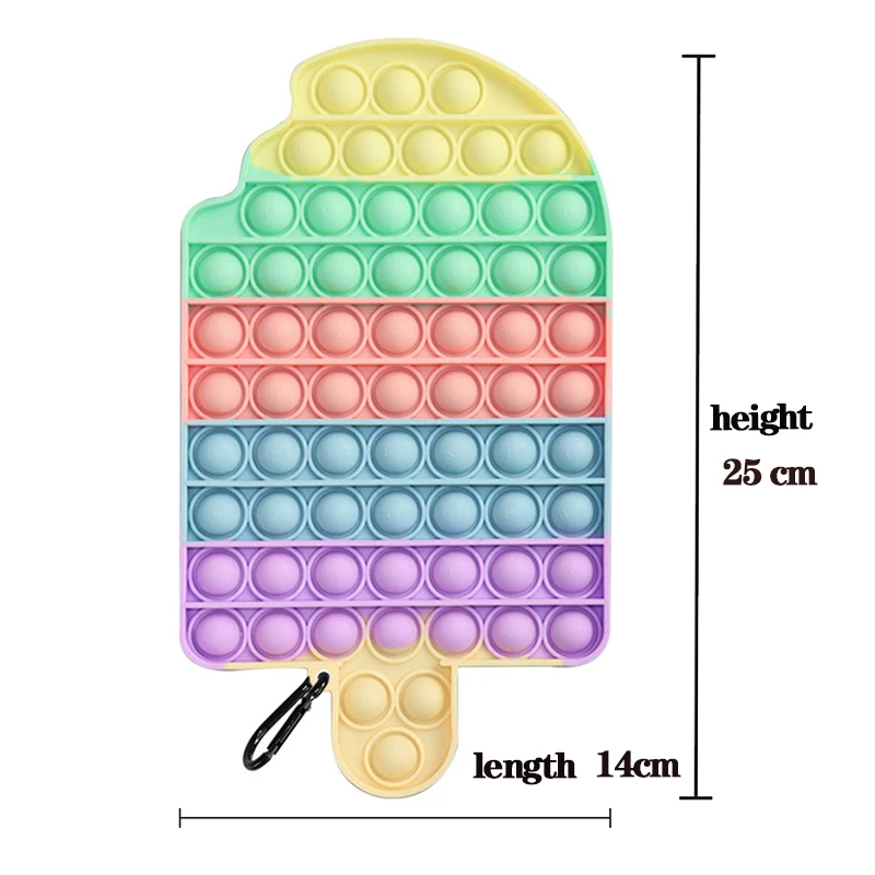 

Big Size 25CM Rainbow Popsicle Food Simple Fidget Toy Push Bubble Sensory Toy Relief Anti-stress Game Toys for Children
