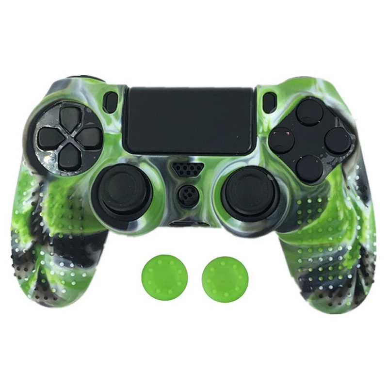 I Цветной Противоскользящий силиконовый резиновый чехол для PS4 Dualshock 4 Pro тонкий контроллер с бесплатным силиконовый захват большого пальца - Цвет: I