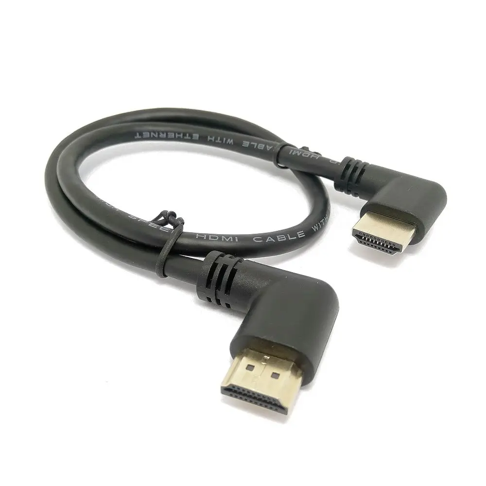

HDMI-compatible 2.0 Left to Right 2.0 4K 3D Dual 90 Degree Left Angled Male to Right Angled Male HDTV Cable for DVD PS3 PC