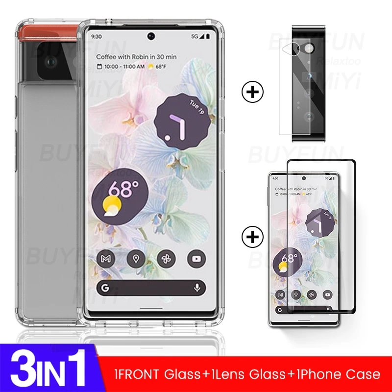 Pixel6 pro Чехол 1-to-3 прозрачная подушка безопасности Защита от падения для Камеры google