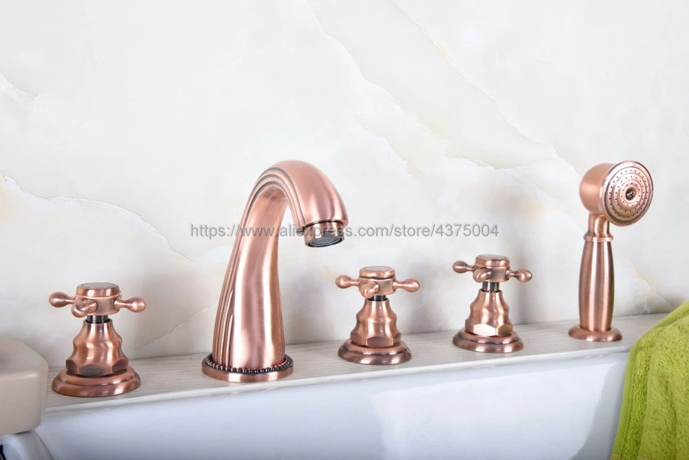 5 шт. широкие Антикварные Красные медные стандартные метчики для ванной комнаты