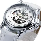 Часы наручные WINNER женские механические, элегантные брендовые автоматические, с кожаным ремешком