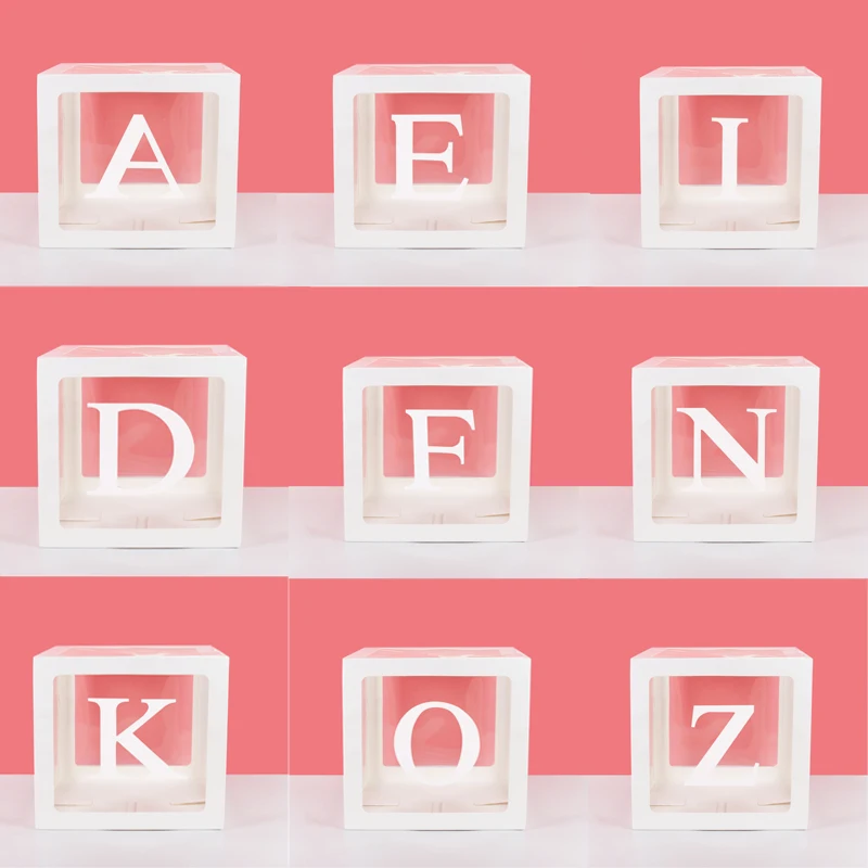 

A-Z letter Name Transparent Balloon Box BABY ONE Blocks Party Gift Box Wedding Decoration Baby Shower Birthday Party decoration