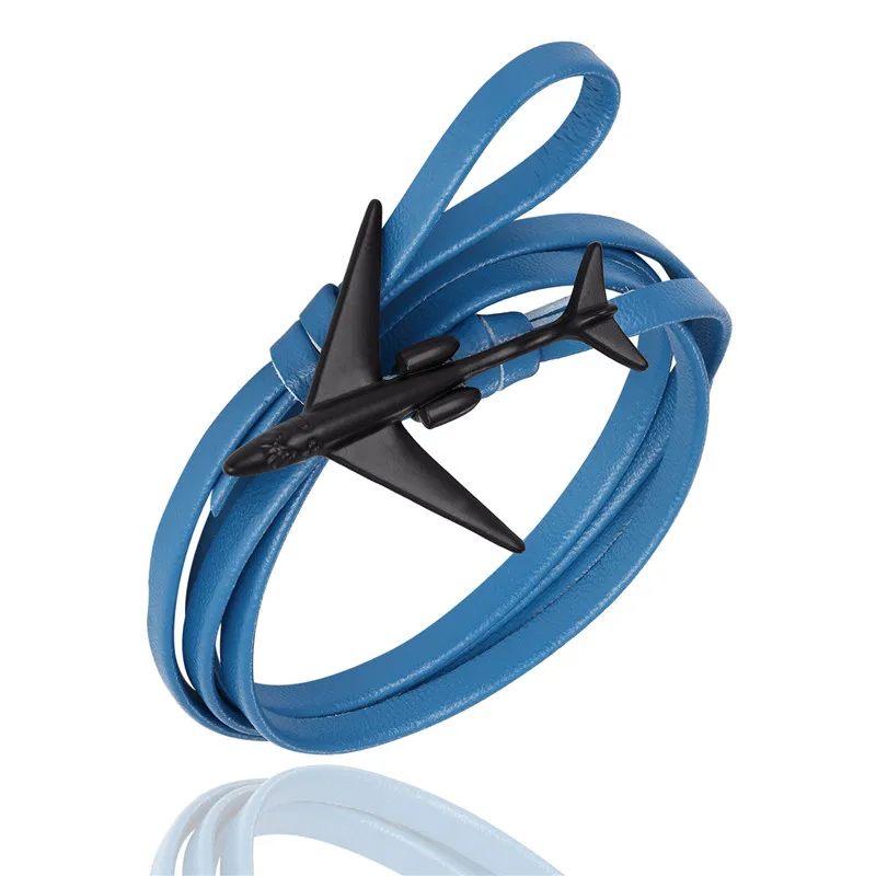 Black Blue MKENDN модный многослойный амулет кожаный браслет с якорем для мужчин и женщин в морском стиле с металлическими спортивными крючками - Окраска металла: Black Blue